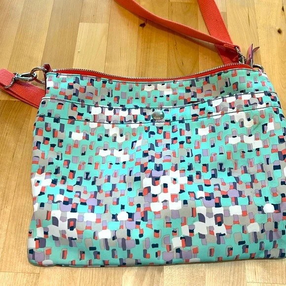 Fossil KeyPer Crossbody Bag Mint Coral Purple - Picture 1 of 6